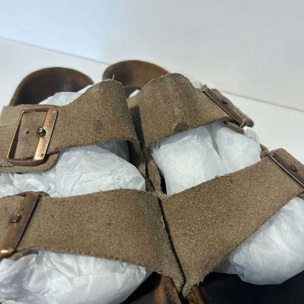 Birkenstock Arizona Sandals Mens 9-9.5 42 Brown Good Suede Double Strap Slides